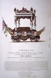 1806年1月9日，一艘大型葬礼车的透视图，将纳尔逊勋爵的尸体从海军部带到圣保罗大教堂 作者 英语学校